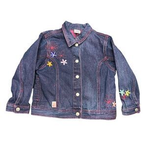Gymboree floral flower embroidered denim Jean jacket medium 4 yr old vintage
